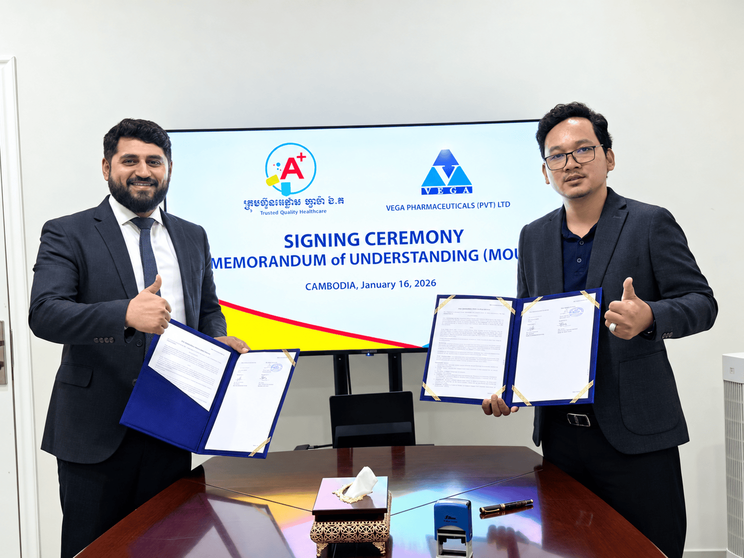 Vega Pharmaceuticals partnership signing ceremony in Cambodia